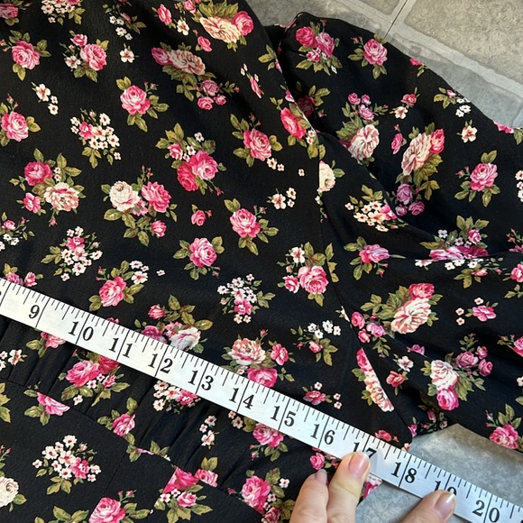 Zara Black Floral Midi Maci Long sleeve Cottagecore Rose Dress sz. S boho light - Picture 13 of 17